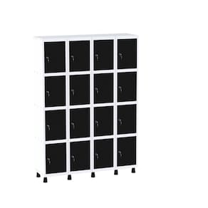 Armário Guarda Volume Locker Roupeiro 16 Portas Aço GRF 504/16 Branco/Preto