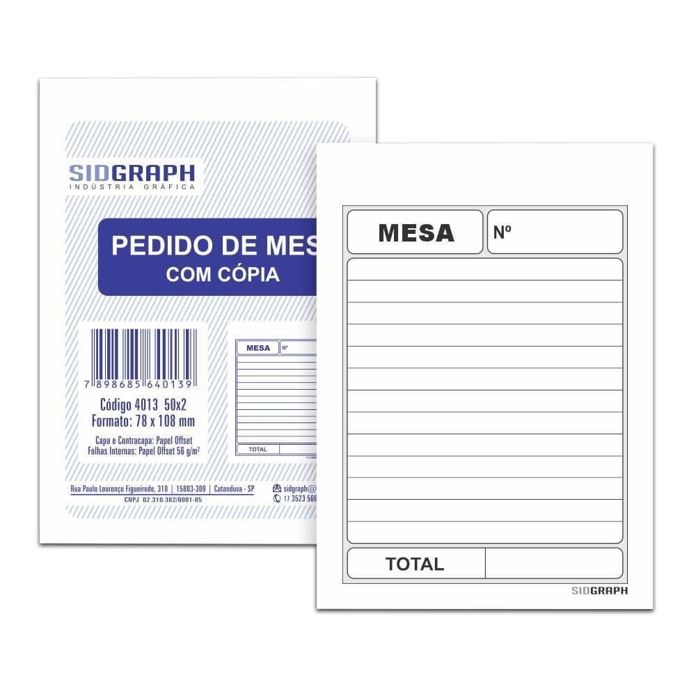 Bloco Pedido De Mesa Com Copia 50X2