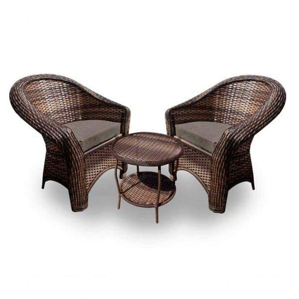 Conjunto De Poltronas 2 Poltronas + 1 Mesa Centro Duna Fendi