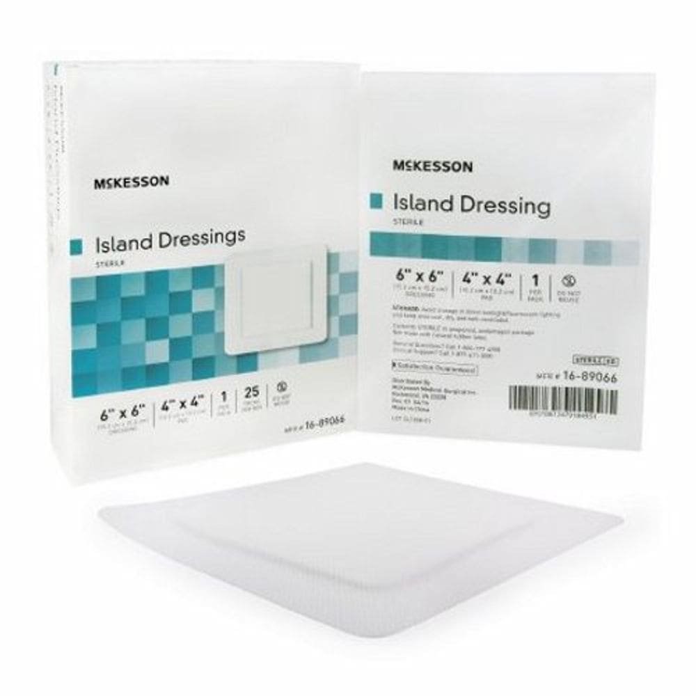 Curativo adesivo McKesson 6 x 6 polegadas de polipropileno/rayon quadrado branco estéril branco 1 cada por McKesson (pacote com 6)