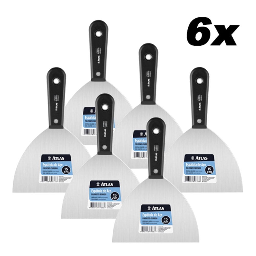 Kit 6 Espátula Multiuso De Aço 15cm C/ Cabo AT6255/21 Atlas