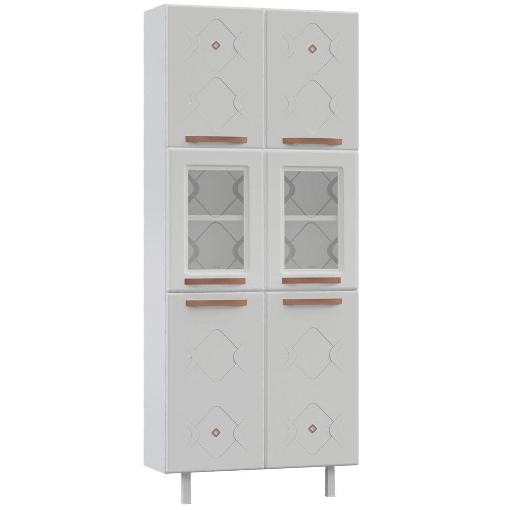 Paneleiro Duplo Aço com Vidro Mirage New 6 Portas Branco - Telasul