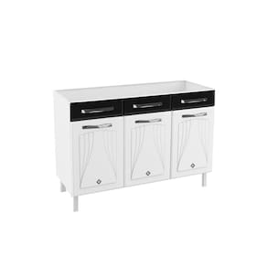 Balcão de Cozinha Aço Star New 3 Portas 2 Gavetas Branco/Preto - Telasul