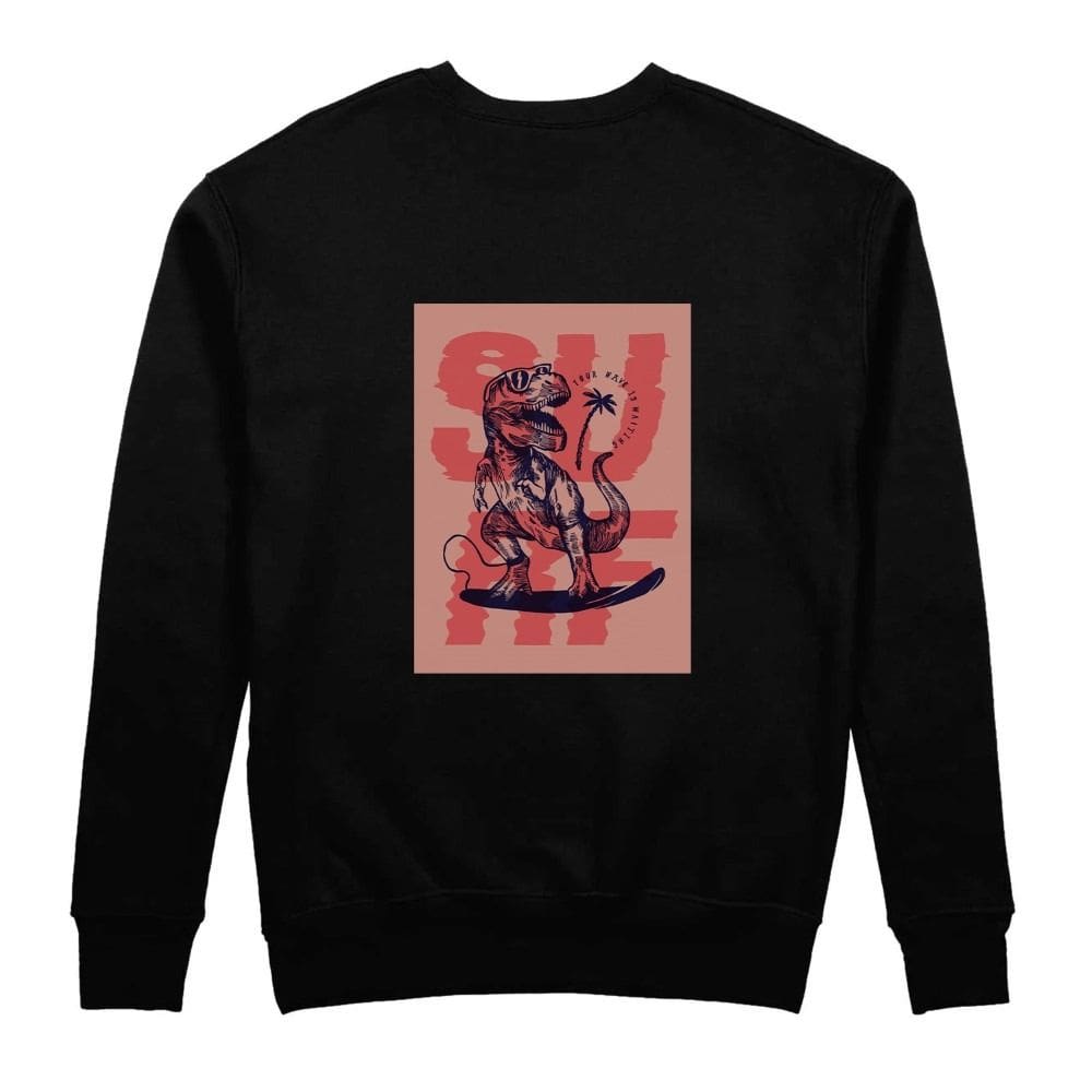 Blusa de Moletom Careca Fechada Flanelada Alta Durabilidade Estampa Dinossauro Surf Tendencia