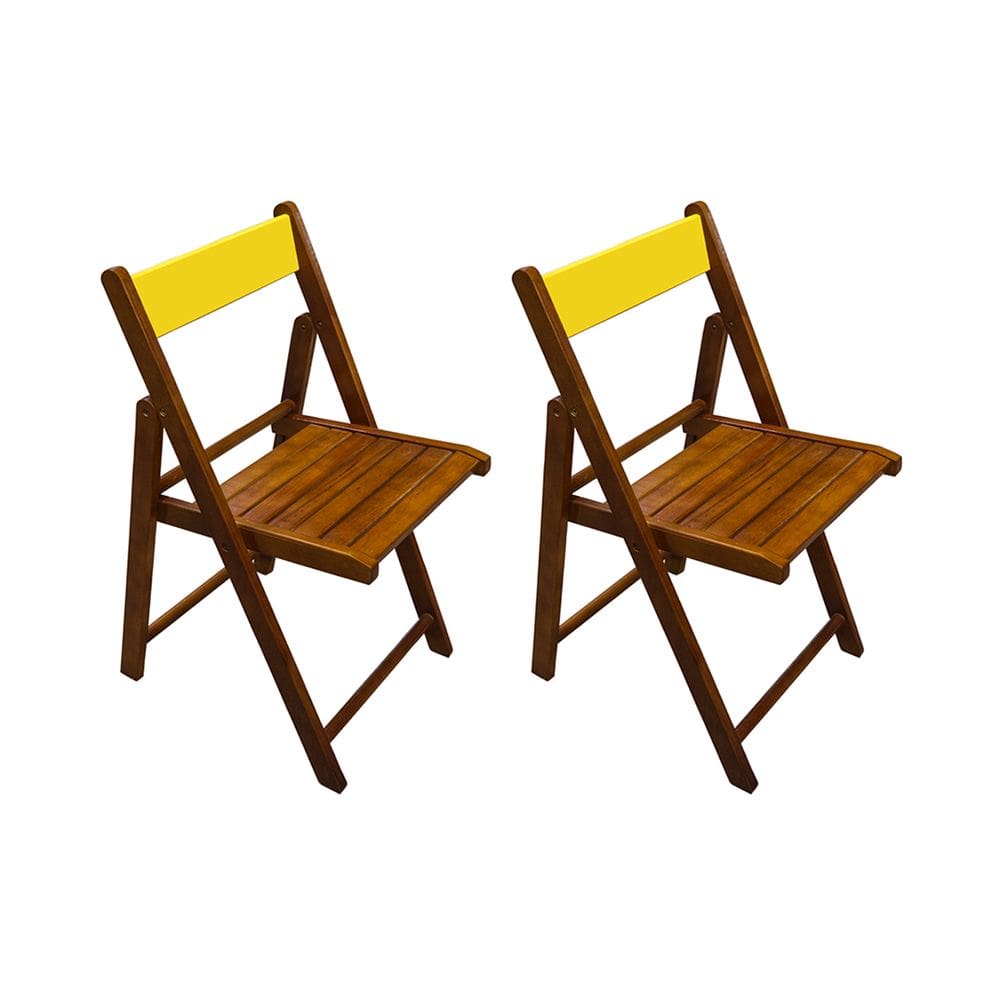 Kit 2 Cadeiras Dobraveis em Madeira Robusta Yellow - Castanho