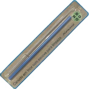Canudo azul de inox com escova 20cm bono home