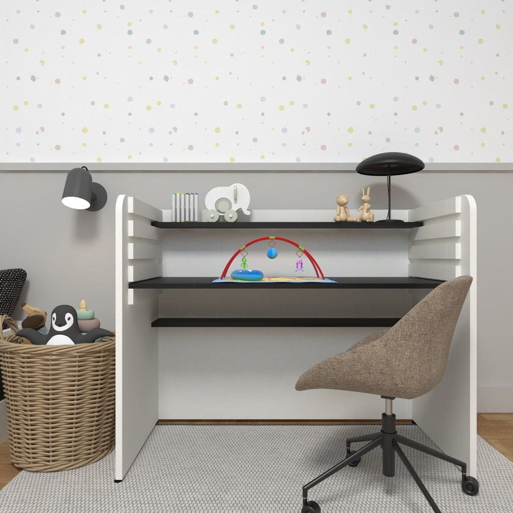 Escrivaninha / Mesa Infantil com Regulagem de Altura Branco/Preto