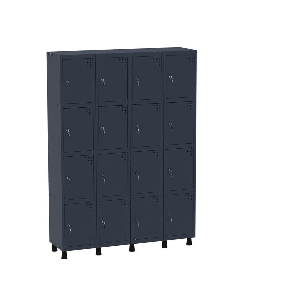 Armário Guarda Volume Locker Roupeiro 16 Portas Aço GRF 504/16 Azul Delrey