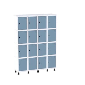 Armário Guarda Volume Locker Roupeiro 16 Portas Aço GRP 504/16 Branco/Azul Dali
