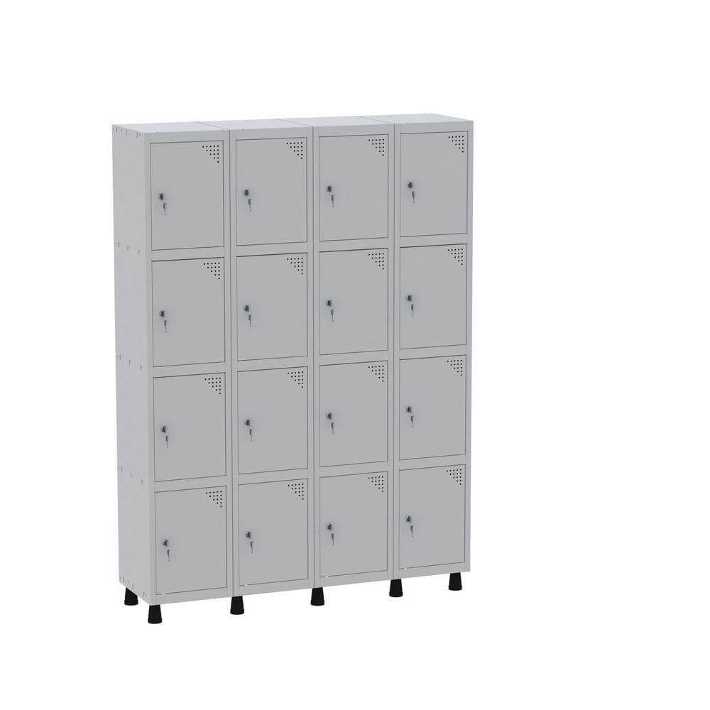 Armário Guarda Volume Locker Roupeiro 16 Portas Aço GRF 504/16 Cinza