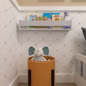 Prateleira Infantil de Livros e Decoração Cinza Cristal