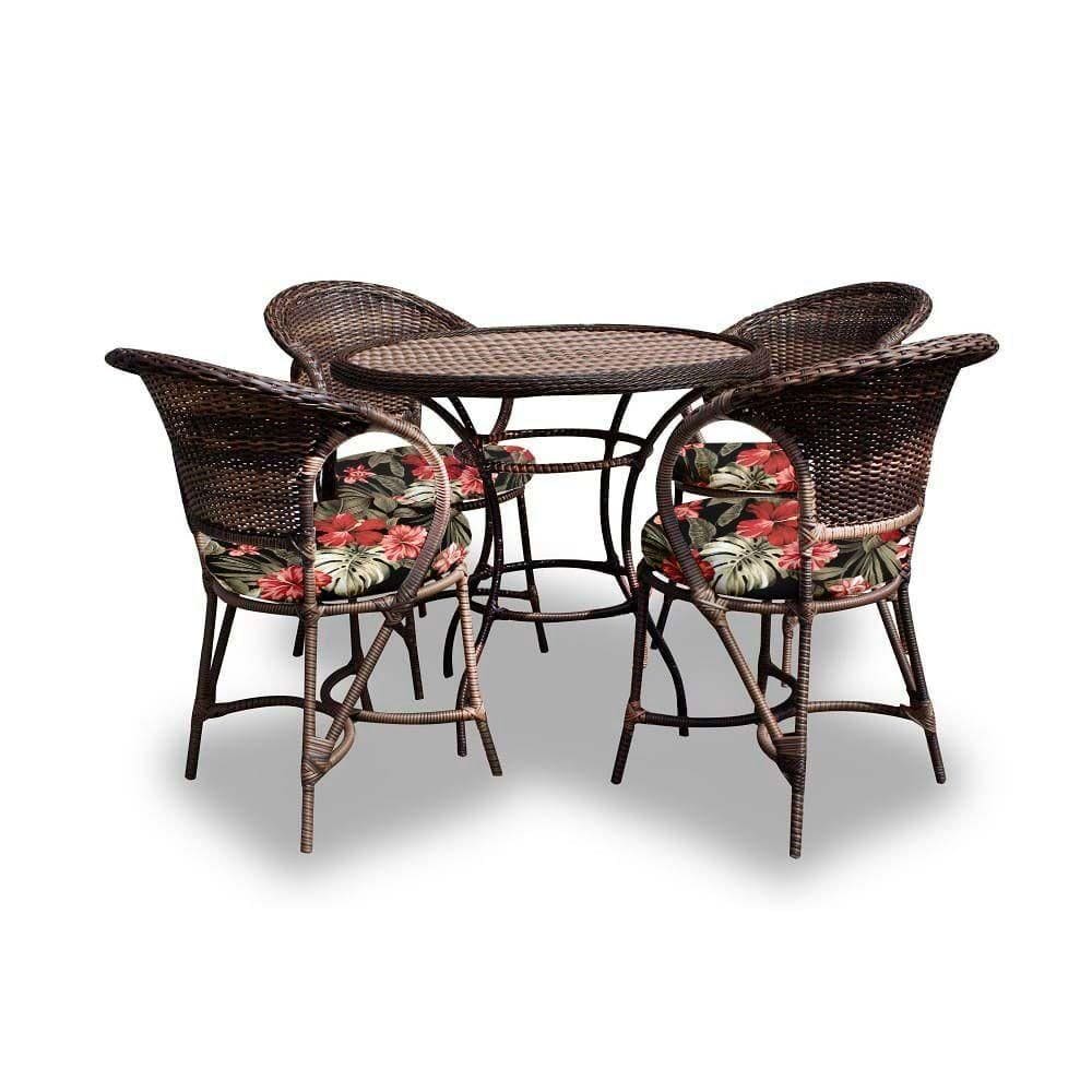 Conjunto De Mesa Arcobalena 4 Poltronas + 1 Mesa Maui Preto