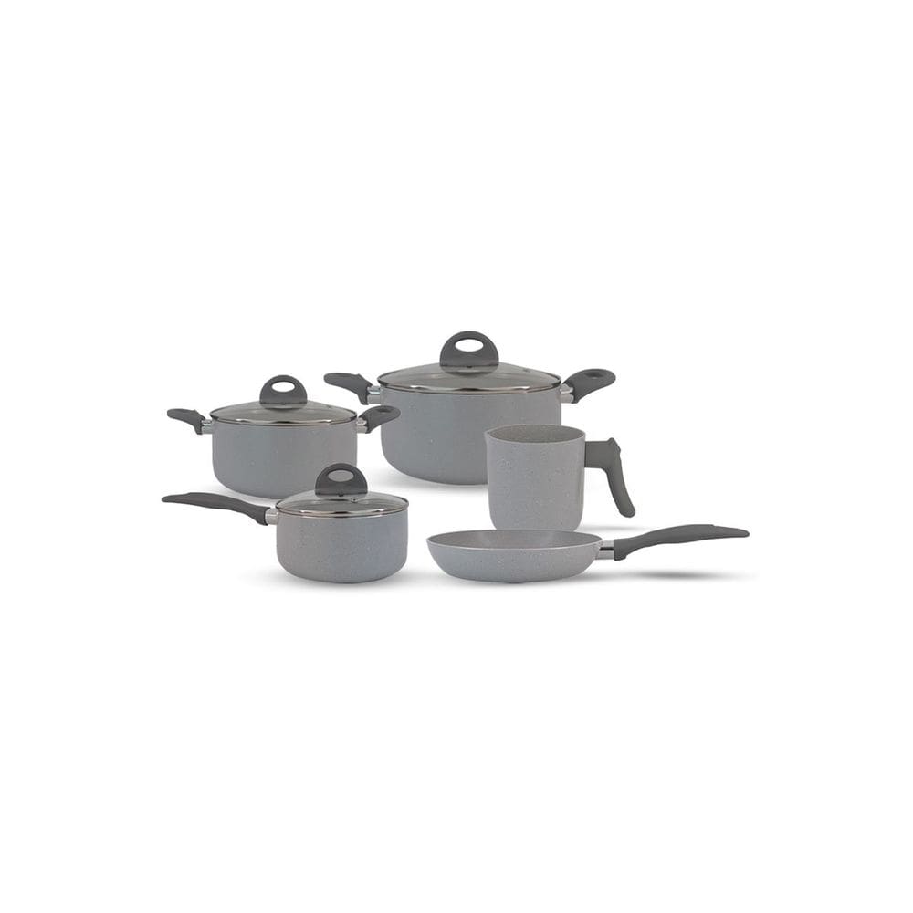 Jogo de Panelas Brinox Antiaderente Ceramic Life 5 Peças Marble Blend Cinza Claro