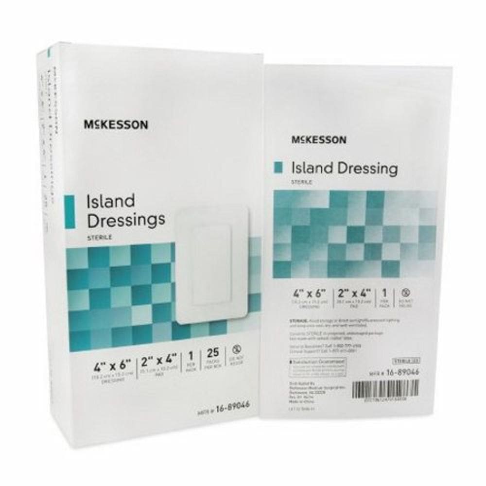 Curativo adesivo McKesson 4 x 6 polegadas polipropileno/rayon retângulo branco estéril branco 1 cada por McKesson (pacote com 6)