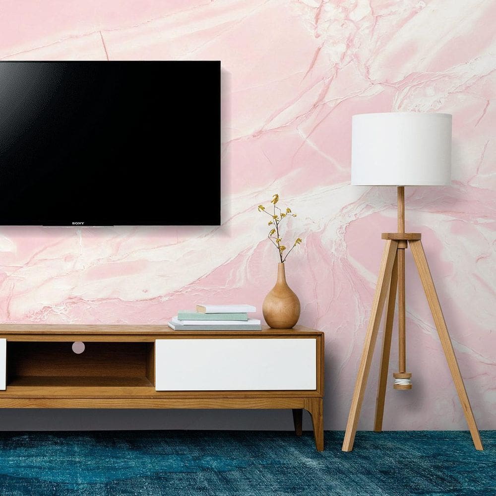 Papel de parede painel 3d mármore rosa carrara 3,5m