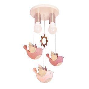 Lustre Luminária Infantil Passarinhos Rosa