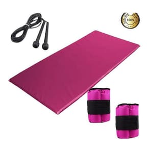 Kit ginástica para treino com colchonete + corda + caneleira