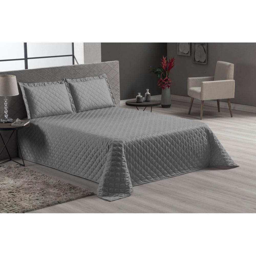 Kit jogo de cama cinza casal padrão 3 peças luxo veneza