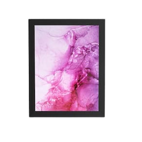Quadro Tons De Roxo E Rosa Abstrato Moldura Preta 60X40Cm