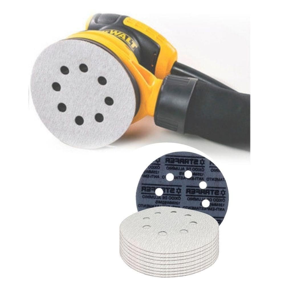 Disco de lixa tiras aderentes branco 150mm grão 100 starfer 100