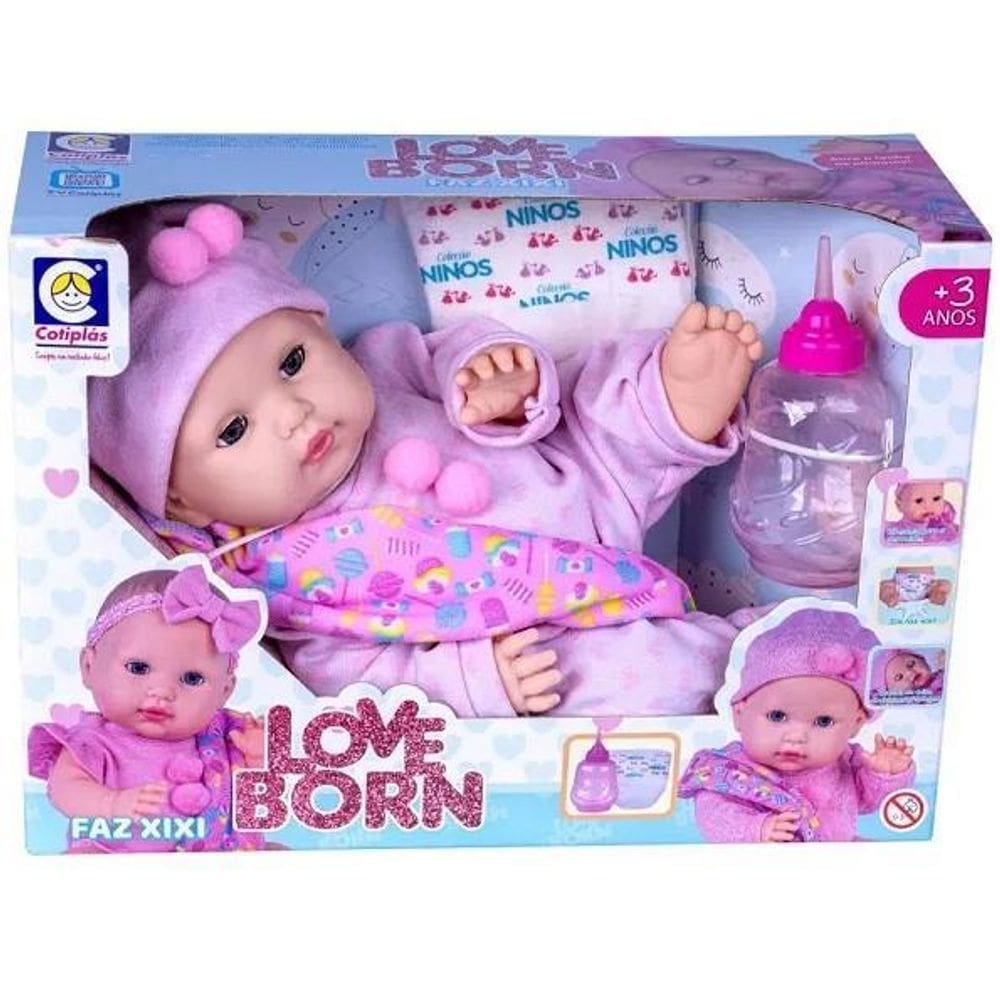 Boneca love born com naninha faz xixi - cotiplas 2608
