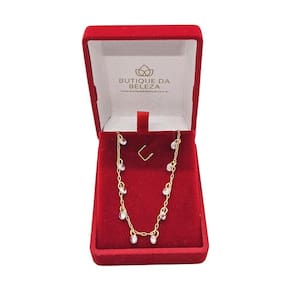 Gargantilha folheada a ouro zircônias cristal tiffany 45cm
