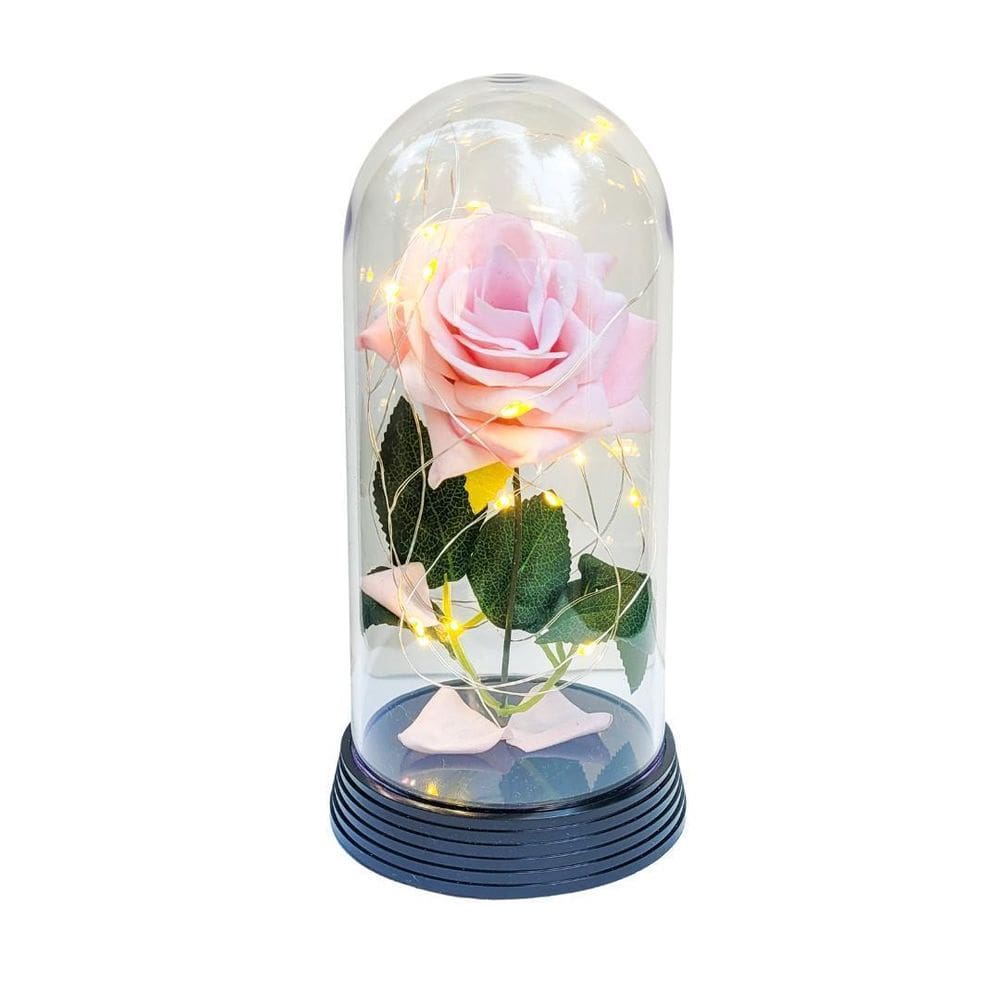 Luminária a rosa encantada salmão 20 cm base preto quente