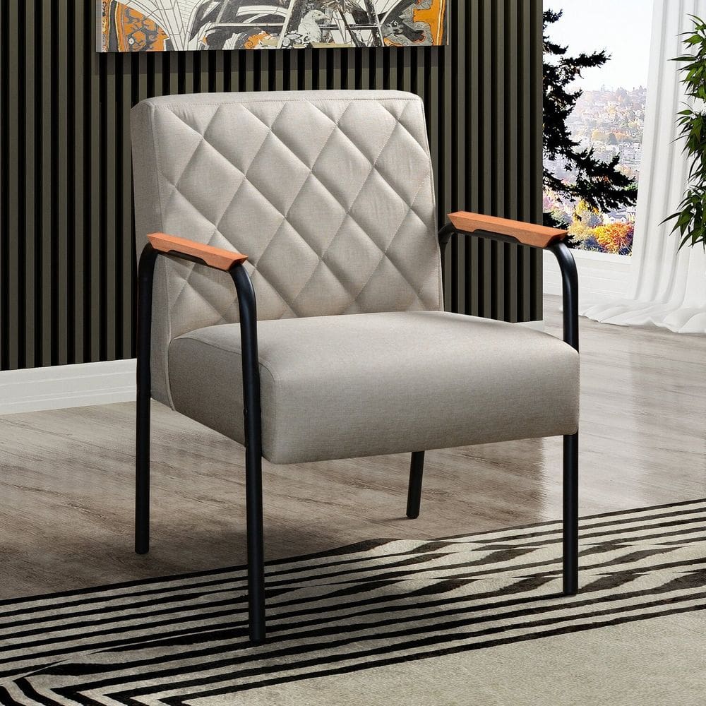 Poltrona Cadeira Decorativa Sala, Recepção, Escritório Ludmilla Bege