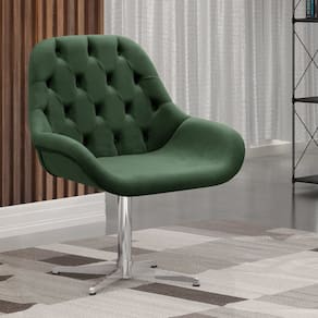 Poltrona Giratória de Metal Cadeira Decorativa Sala, Escritório, Recepção Lua Verde