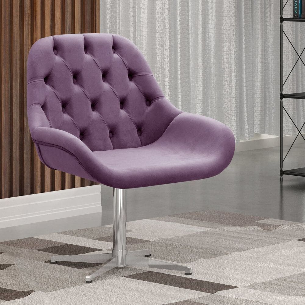 Poltrona Giratória de Metal Cadeira Decorativa Sala, Escritório, Recepção Lua Roxo