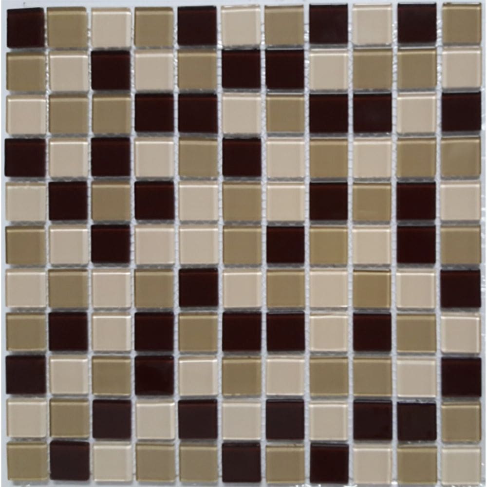 Pastilha de Vidro Cristal Mix Glass Mosaic 30cmx30cm Placas Marrom