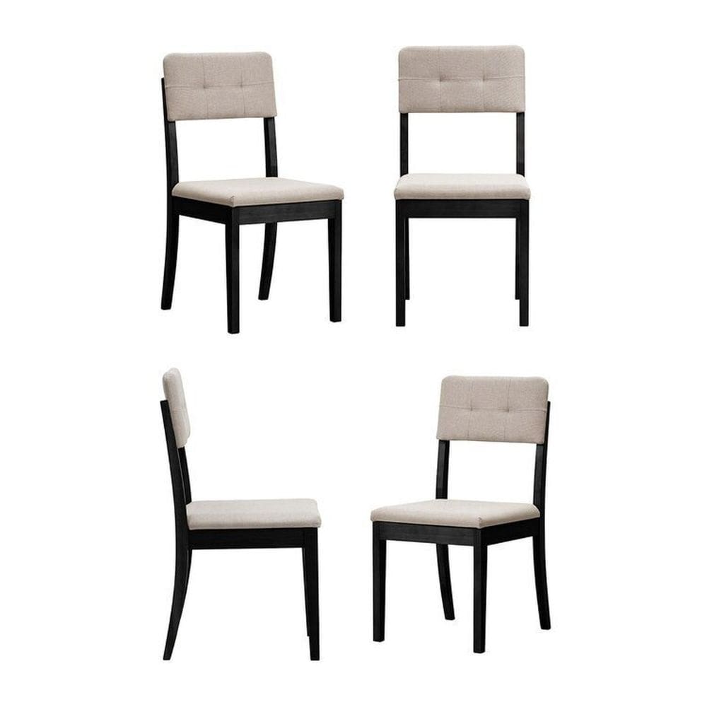 Kit 4 Cadeiras Estofadas Tiê CabeCasa MadeiraMadeira Preto/Bege Claro