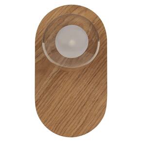 Arandela De Parede Madeira Wood Freijó Cupula Vidro Led