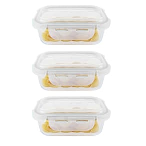 Kit 3 potes hermético vidro marmita micro-ondas 1040ml