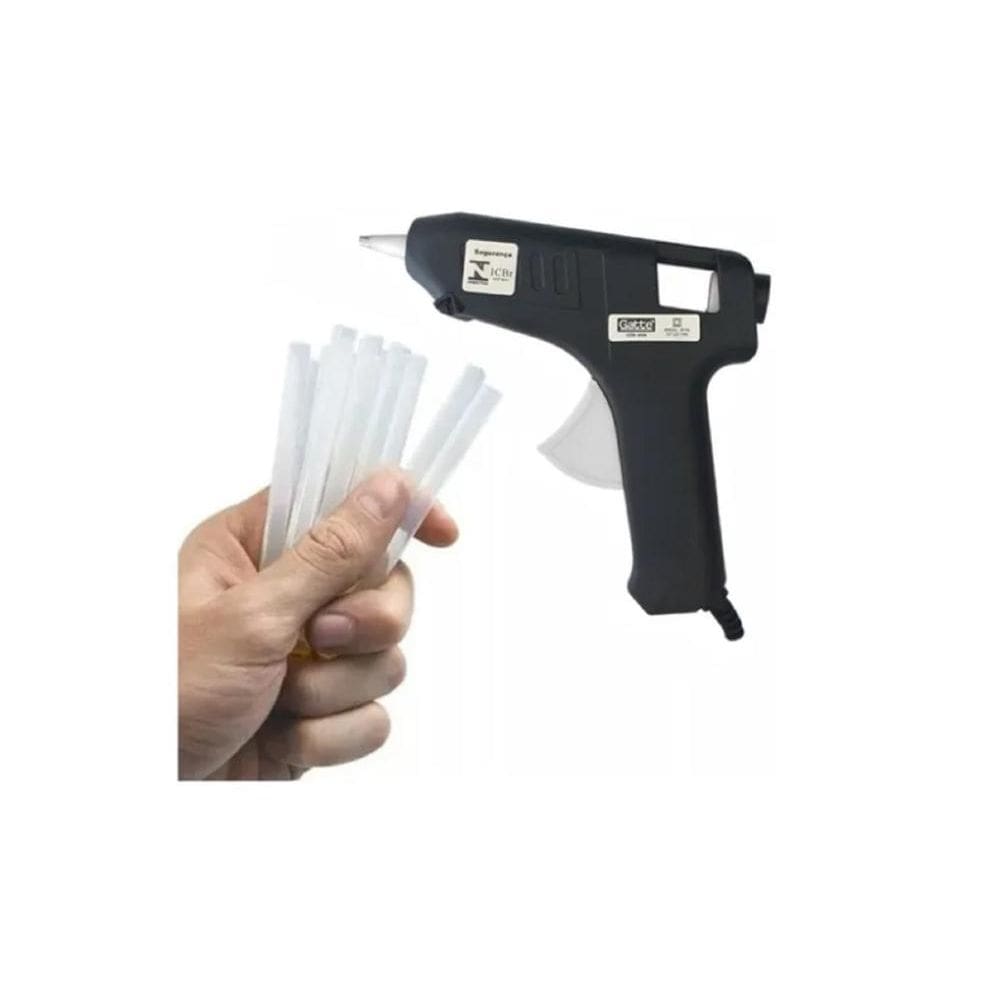 Kit ferramenta de aplicação de cola quente bivolt 40w + 10 bastões de cola