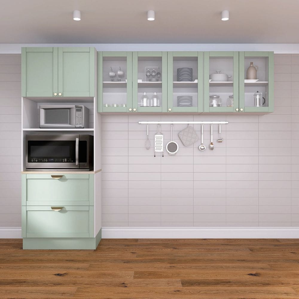 Cozinha Modulada 3 Peças 1 Torre Microondas 2 Aéreos Arizona CabeCasa MadeiraMadeira Branco/Menta