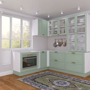 Cozinha Modulada 8 Peças 5 Balcões 2 Aéreos 1 Aéreo Alto Sem Tampo Arizona CabeCasa MadeiraMadeira Branco/Menta