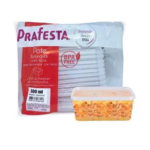 Potinhos De 500Ml Com Tampa Lacre Marmita Fitness 50Und.
