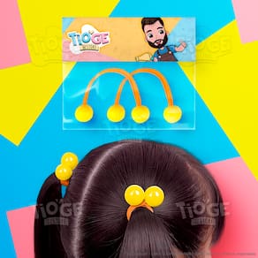 Elásticos de Cabelo Bolinha Candy Prende Fácil Infantil (Xuxinha/Rabicó) Rabo de Cavalo Amarelo Laranja 2 unid (1 par)