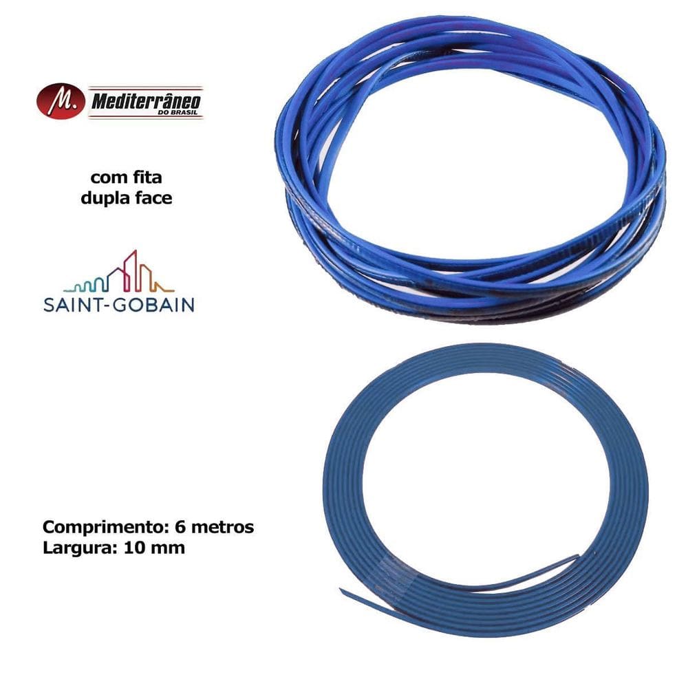 Friso decorativo universal flexivel grade azul 10mm 6 metros