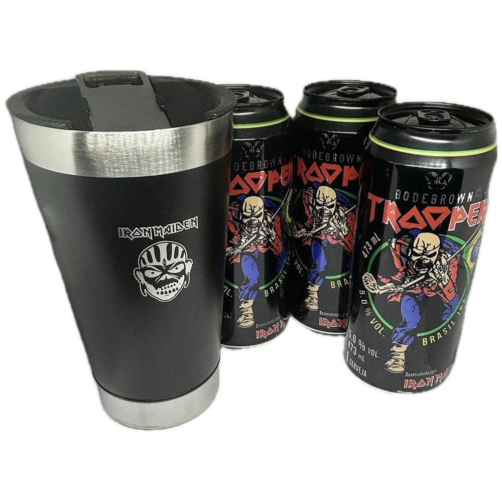 Kit 3 Cerveja 473Ml + Copo Térmico 500Ml Iron Maiden Trooper