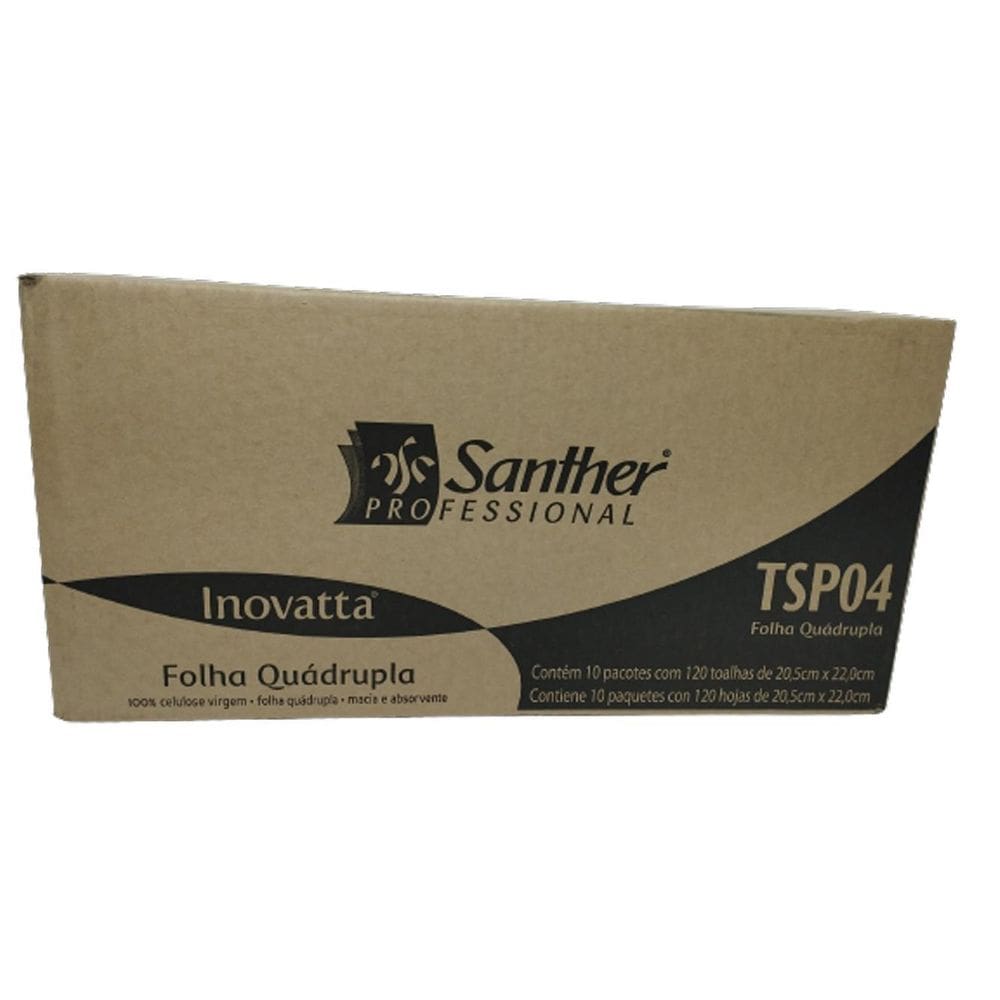 Toalha papel santher folha quadrupla interfolha 1200 folhas
