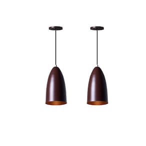 Lustre Pendente Bala Alumínio M Marrom - Kit 2 Unidades