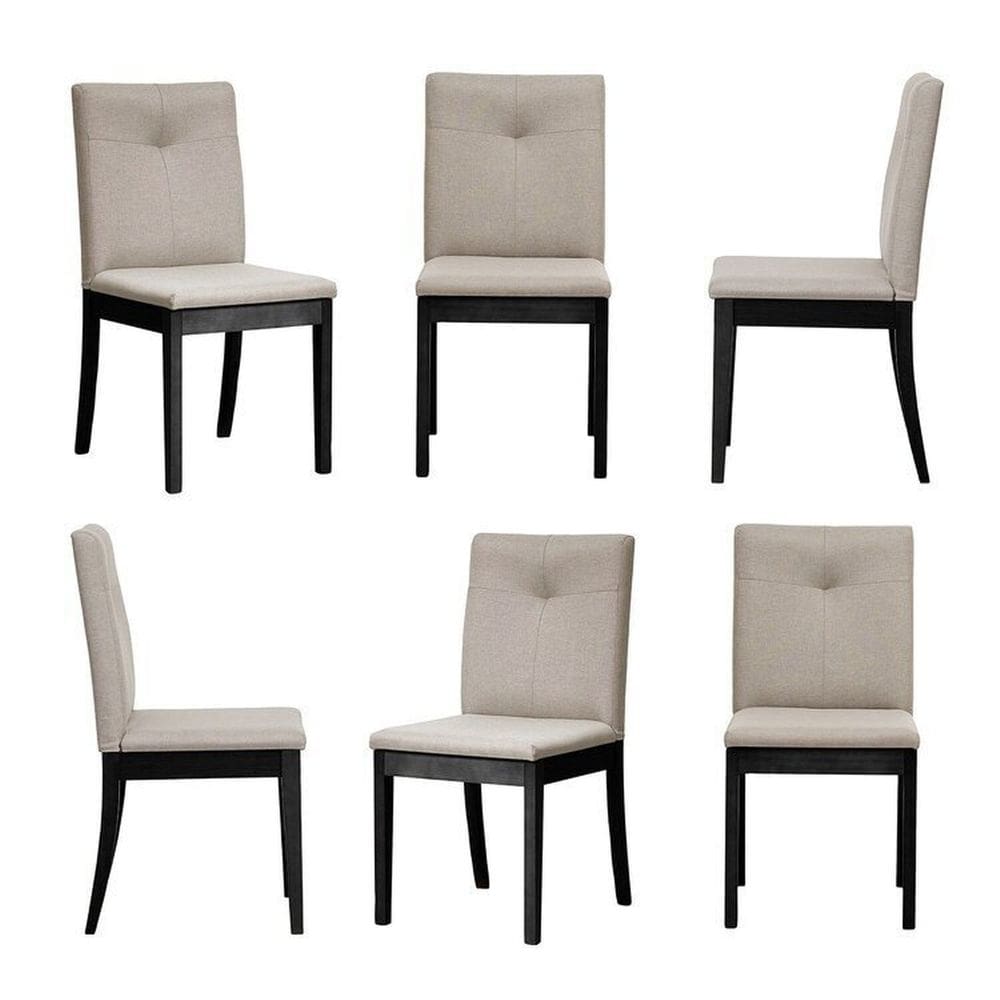 Kit 6 Cadeiras Estofadas Tiê Maxx CabeCasa MadeiraMadeira Preto/Bege Claro