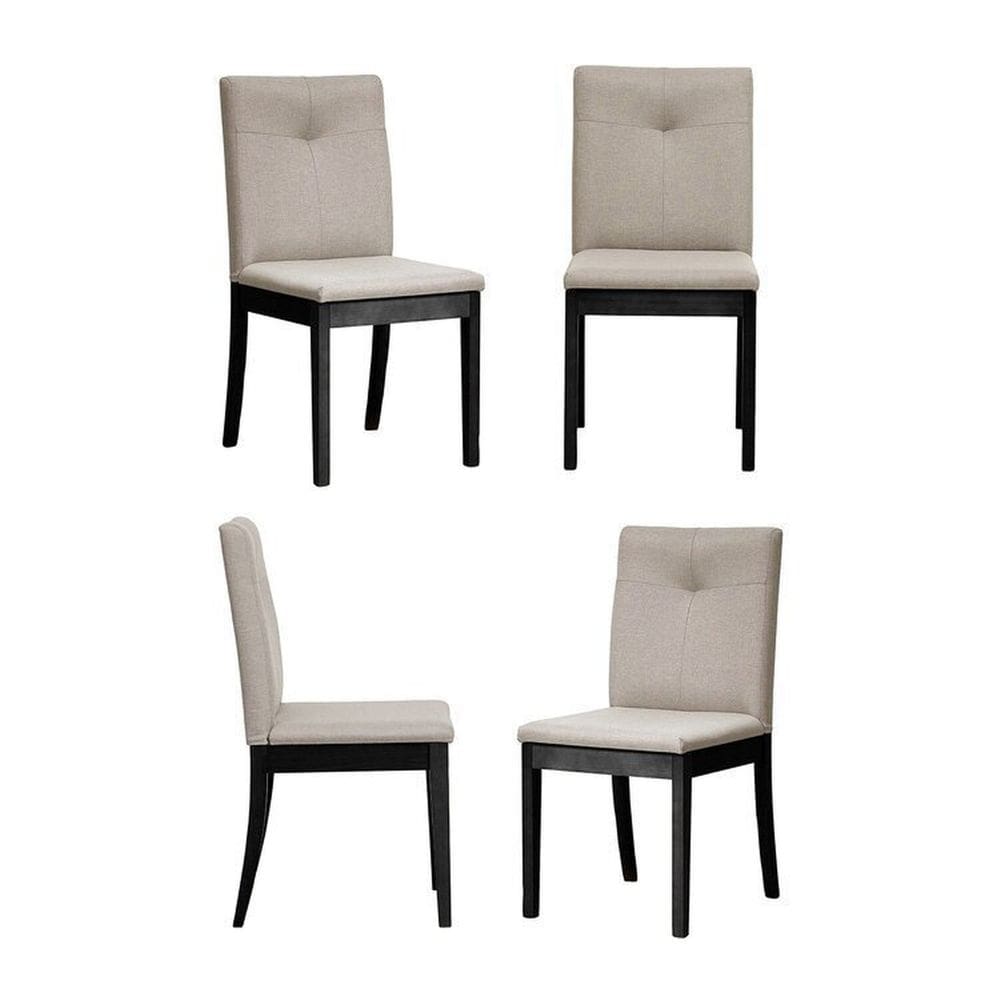 Kit 4 Cadeiras Estofadas Tiê Maxx CabeCasa MadeiraMadeira Preto/ Bege claro