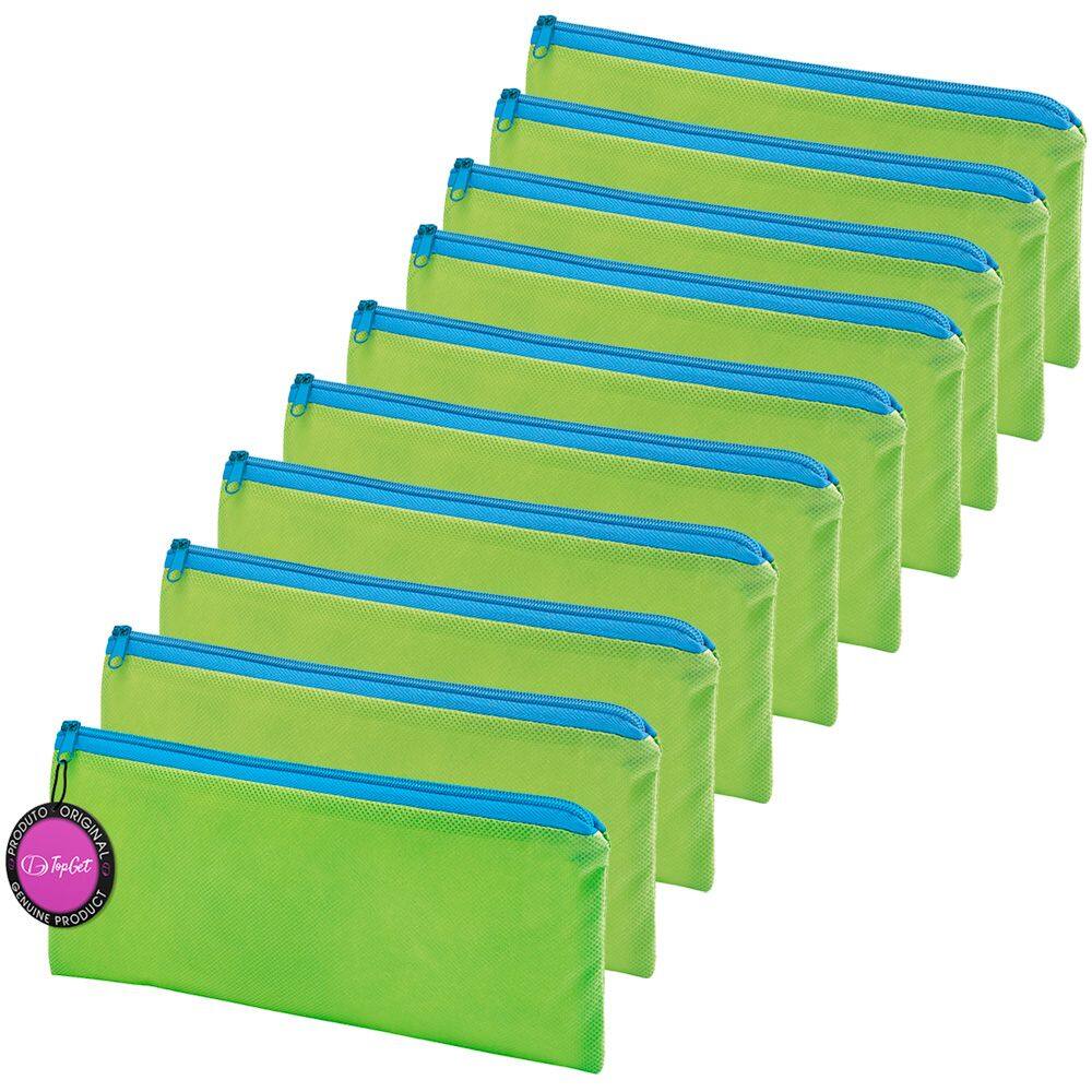 Kit 10x Estojo Escolar em TNT Premium 21x11cm Figi TopGet