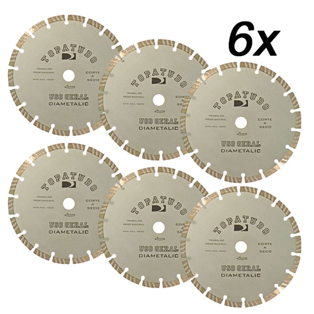 Kit 6 Disco Corte Diamantado Segmentado Topa Tudo 230mm