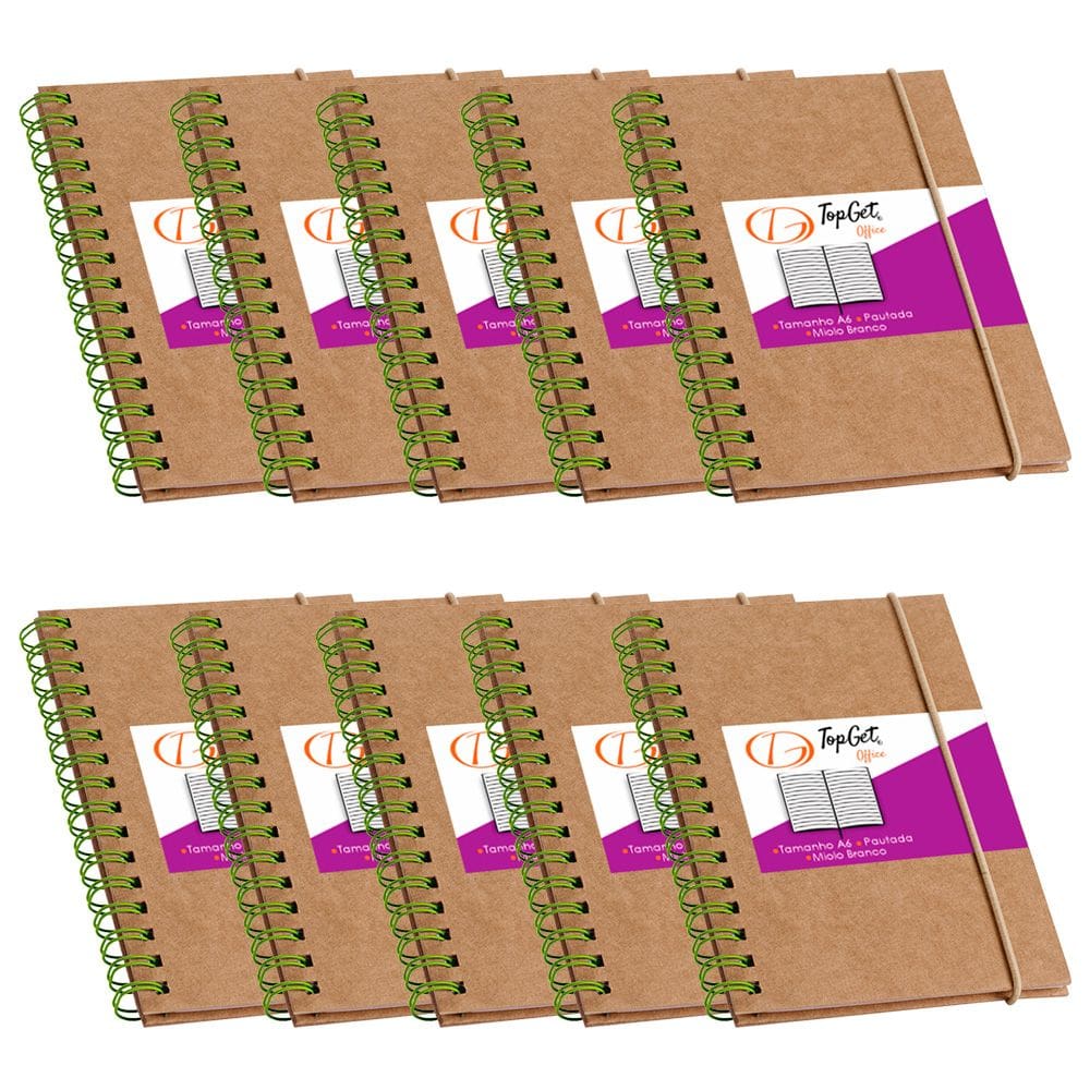 Kit 10x Caderneta de Bolso 10x14cm 60 Folhas Pautadas Guarani TopGet