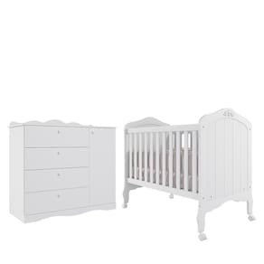 Jogo de Quarto Infantil Cômoda Encanto e Berço Harmonia - Permóbili Baby