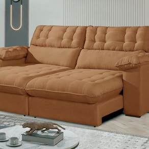 Sofá Retrátil e Reclinável Barcelona 250 cm Veludo com Molas Ensacadas Cobre Terracota